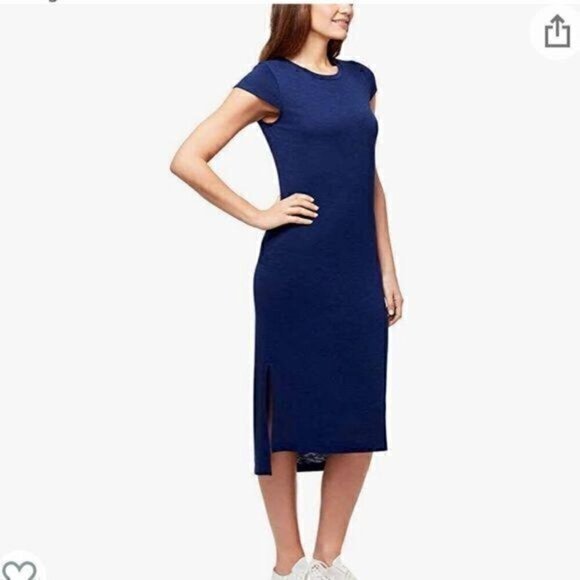 Jessica Simpson Midi Dress womens size large Maritime Blue Long side slits comfy - Picture 1 of 9